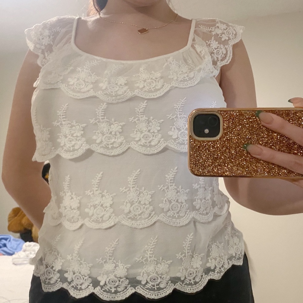 white lace top